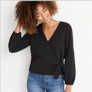 Madewell (Texture and Thread) black wrap blouse